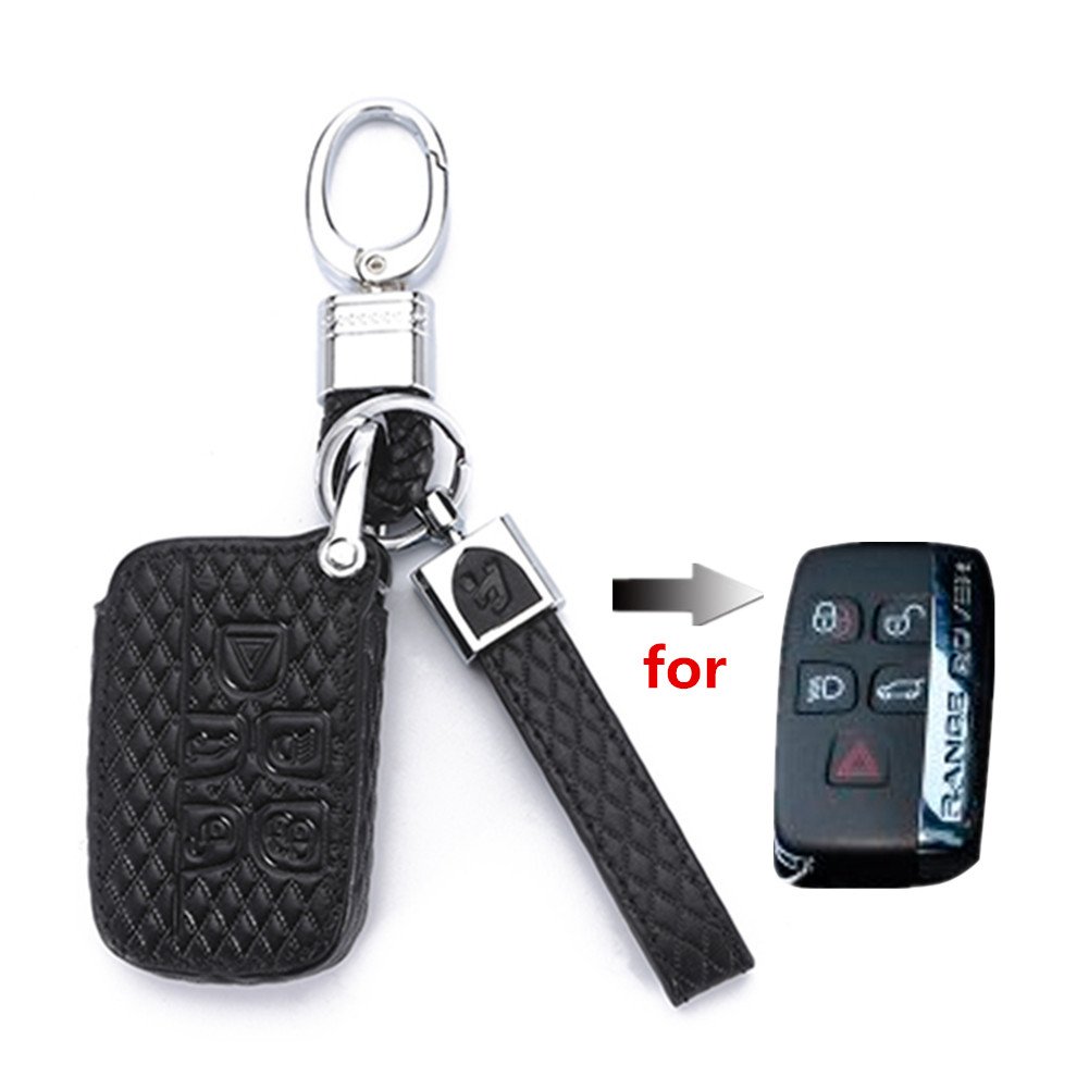 Happyit High Guality Leather Car KeyCover Cases Car keychain for Land Rover Jaguar 5 Buttons Smart Key
