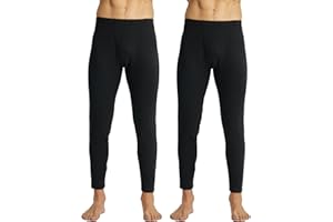 LANDUNSI 2 Pack Long Johns Men Thermal Underwear Bottoms Thin Winter Pants Soft Warm Hockey Base Layer Cold Weather