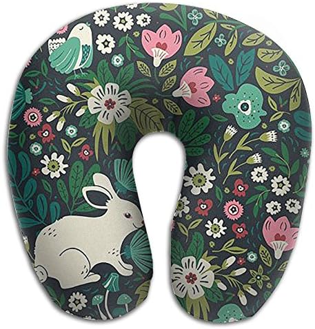 Rabbit And Flower U Neck Pillow Travel Neck Pillow Support On A Train, Airplane, Car, Bus Or While Camping