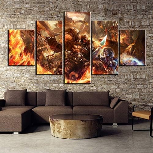 kkxdp Framed Home Decor Picture 5 Piece World of Warcraft Poster Paintings On Canvas Wall Art for Home Decorations Wall Decor -B