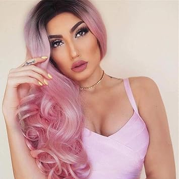 Amazon Com Lady Miranda Ombre Wig Black To Pink High Density