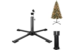 YUZUHOME Christmas Tree Stand for Live Tree, Folding Artificial Christmas Tree Base Holder Fits for 5Ft to 7.5Ft Christmas Tree, Fits 1-1.4Inch Tree Pole, Black