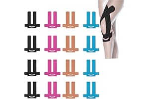Dzannc Kinesiology Tape for Knees - 16 Count Precut Kinesiology Tape, Waterproof Sports Tape for Knee Support & Muscle Relief