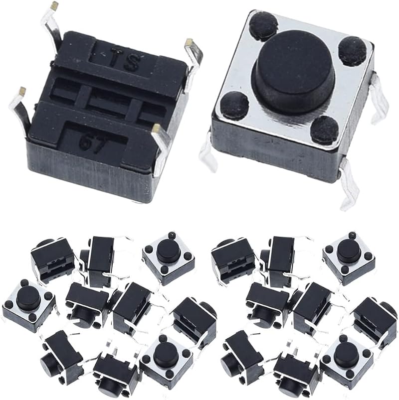 Youmile 100 Pack 6x6x5mm Miniature Tactile Push Button Switch SPST Momentary PCB