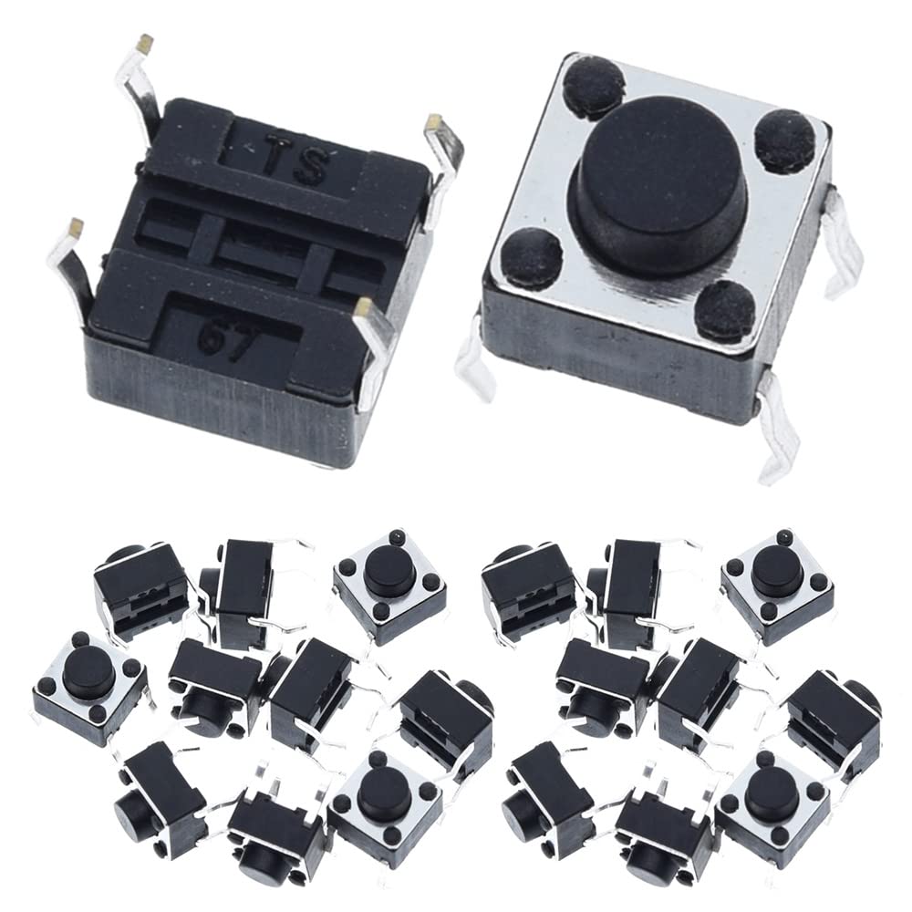 Youmile 100-Pack 6x6x5 mm Miniature Micro Momentary Tactile Tact Touch Push Button Switch Quality Switch SPST Miniature/Mini/Micro/Small PCB