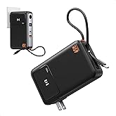Selore&S-Global 3 in 1 Portable Phone Charger with Wall Plug, 10000mAh USB C Power Bank with Built in Cable, 35W Portable Battery Pack for iPhone Samsung Android & 65W Wall Charger for Laptop MacBook