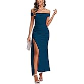 OULESIS Off The Shoulder Wedding Guest Dress Bodycon High Split Formal Dress Cocktail Party Prom Long Dresses