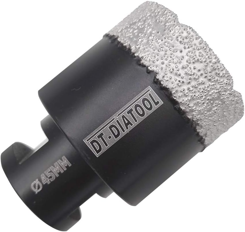 DT-DIATOOL Diamond Drill Bit 45mm Hole Saw for Dry Drilling Tile Porcelain Marble Ceramic Granite, Black