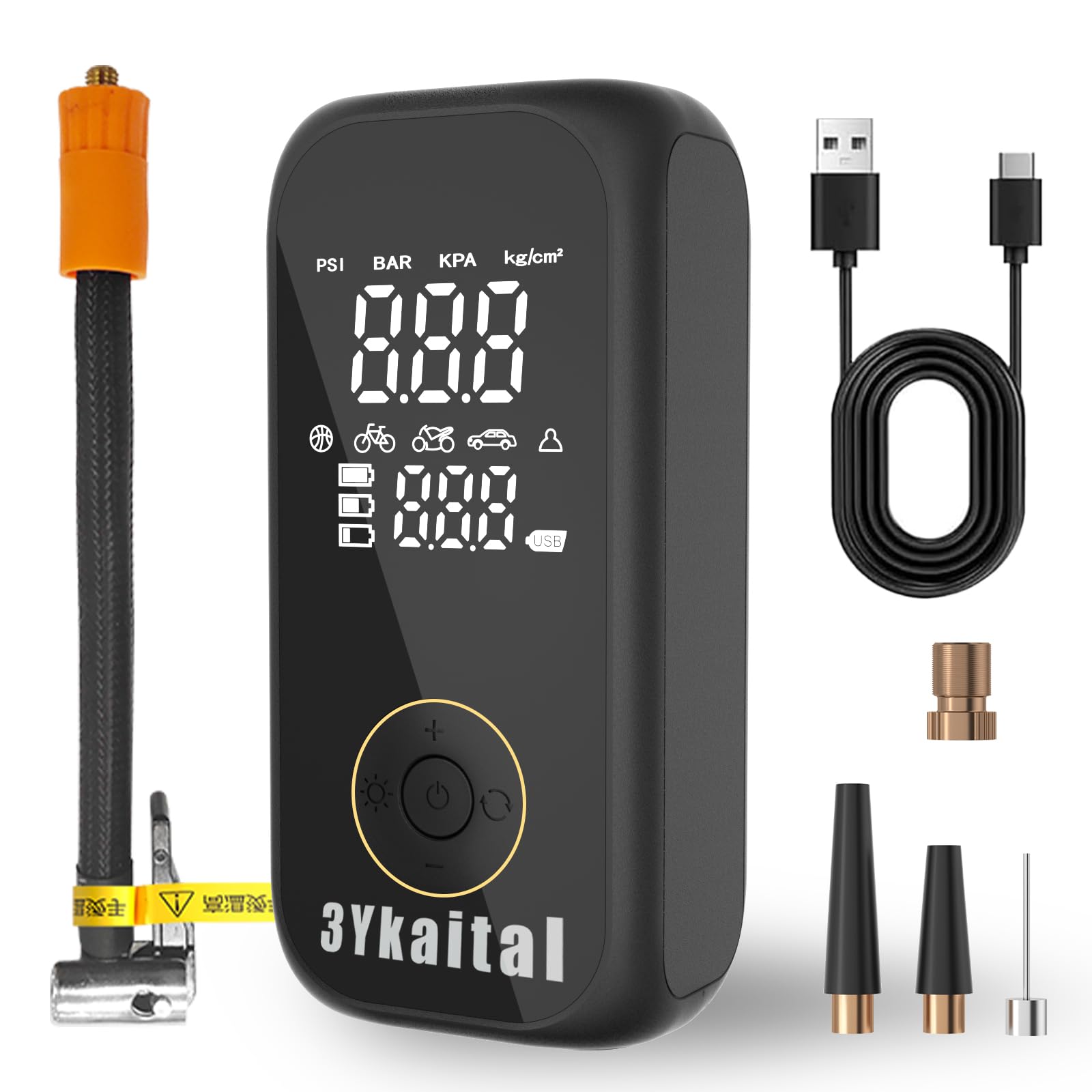 Portable Air Compressor Cordless - 150PSI Digital Tire Inflator for Car, Bike, SUV Fast Inflation w/LED Light & Pressure Gauge, Rechargeable Electric Pump for Motorcycle, Bicycle, Sports Equipment