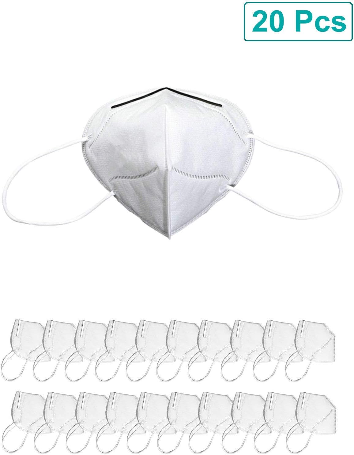 KN95 Safety Face Masks, Air Filter Mask, Mouth Mask, Respirator Masks For Personal Health and Anti Pollution, Effectiveness Equals with N95 or KN94 or FFP2(20 PCS)
