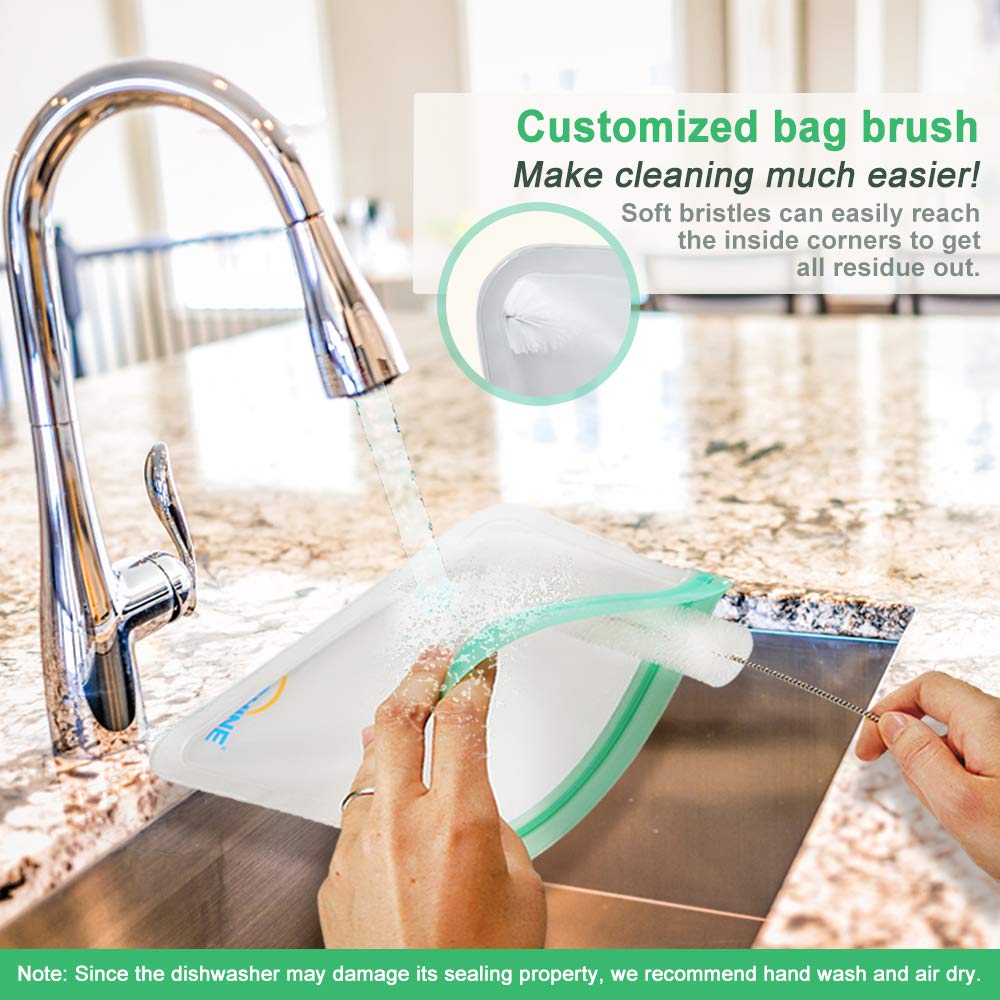 B.SHINE Reusable Storage Bags - 9 Pack Ziplock Sandwich Bag, Snack Bag, Lunch Bag with Matching Sealing Clip, Leakproof (9 Pack - 6 Sandwich Bags + 3 Snack Bags - Clear)