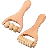 HekouJiub 2Pcs Wooden Massage Roller Handheld Bead Massage Tool for Legs Body Feet Muscle Roller Stick