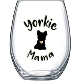 Yorkie Gifts for Women Best Yorkie Mom Dog Gifts Stemless Wine Glass for Her Large 0135
