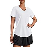 PINSPARK Soft Workout Tops for Women Short Sleeve V Neck Moisture Wicking UPF 50+ Sun Protection Quick Dry Gym Shirts