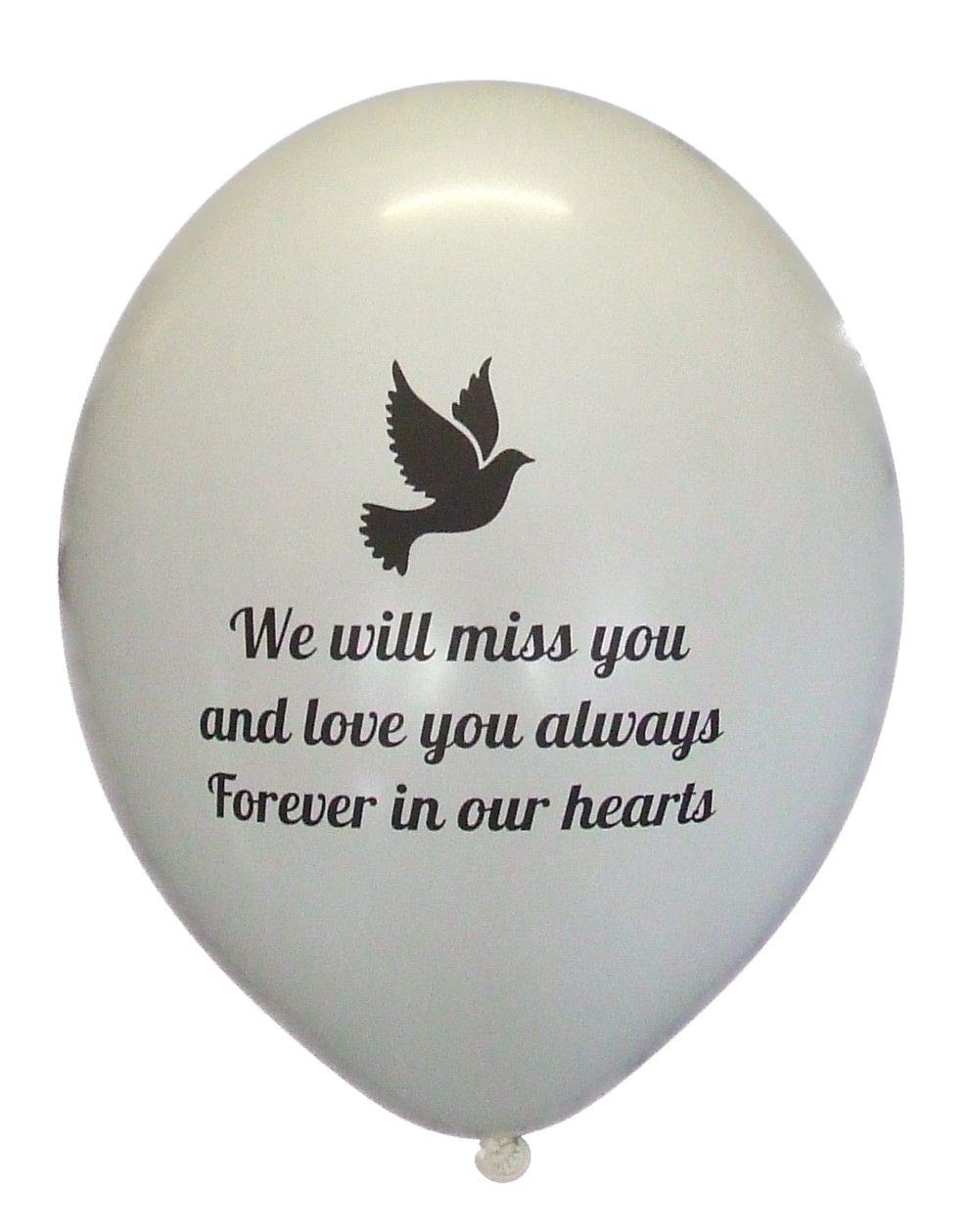 Folkdean 10 x White biodegradable balloons printed for a Funeral