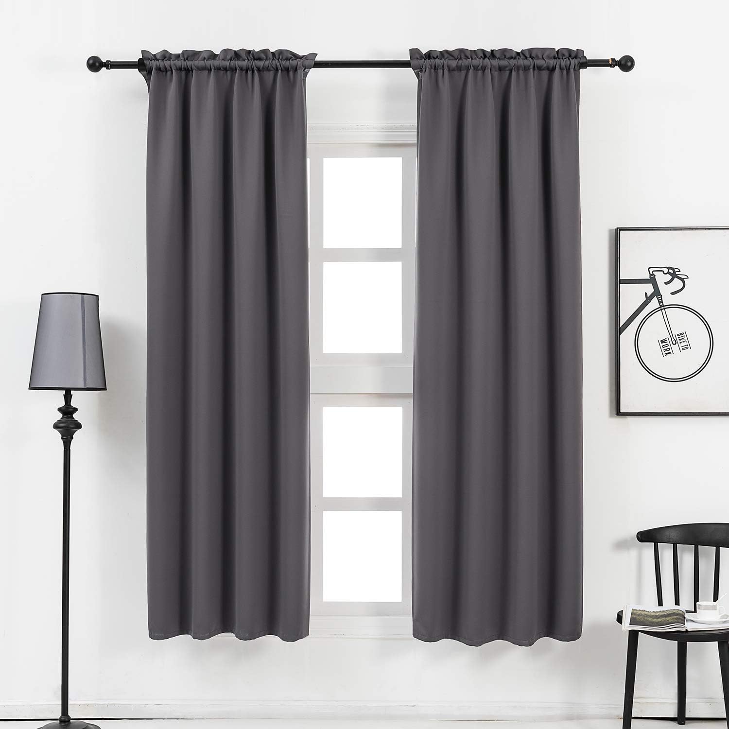 Amazon.com: Anjee 63 Inches Length Blackout Curtains for Bedroom Room