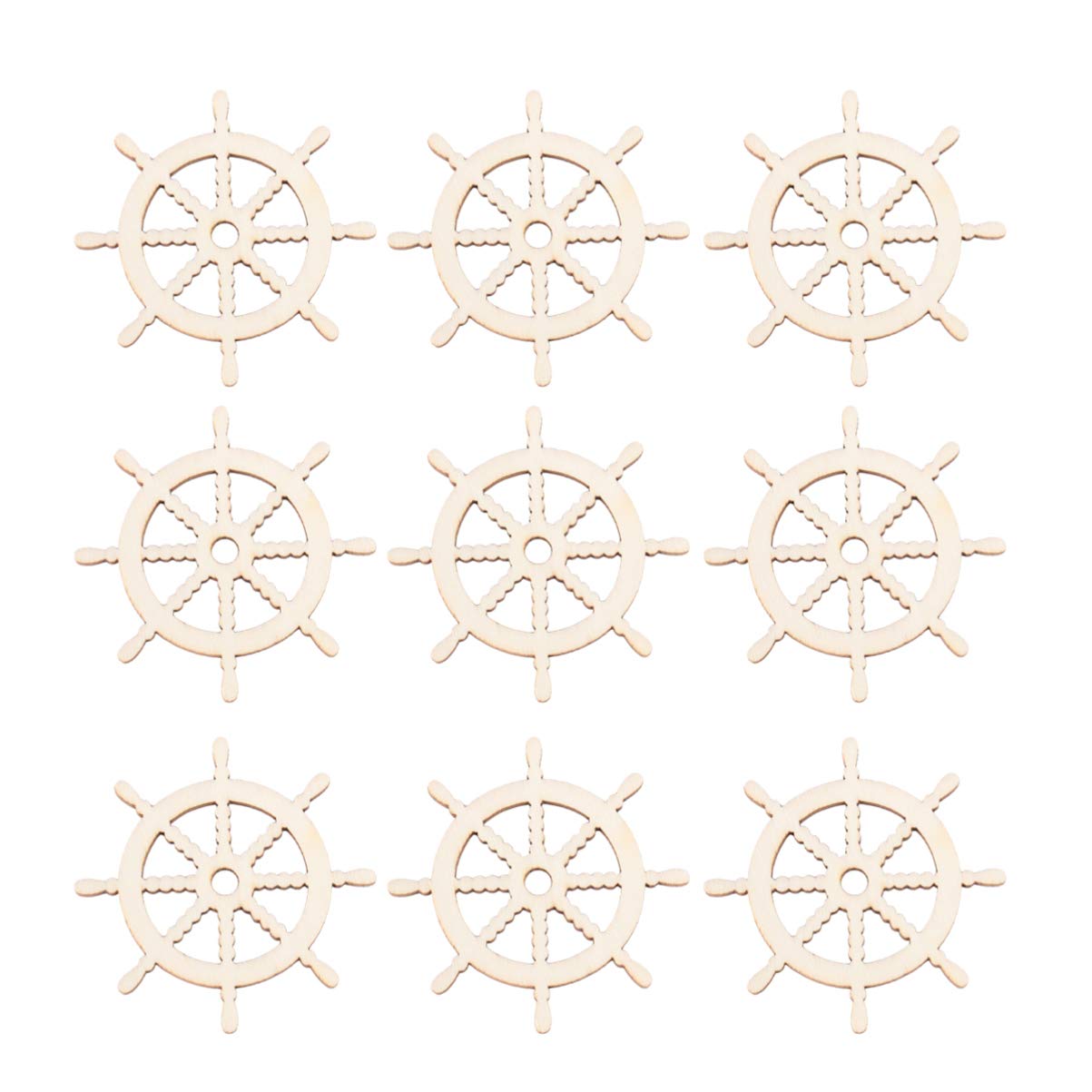 Healifty Scrapbook Embellishments 100pcs Wooden Rudders Decorative Boat Wheel Nautical Rudder Unfinished Wood Ship Wheel for Room Office Home Decoration Woodsy Decor