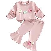 FYBITBO Toddler Girl Clothes Baby Floral Long Sleeve Shirt Crewneck Sweatshirt Top and Casual Fall Winter Spring Outfit