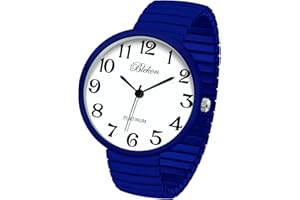 Blekon Collections New Super Large Face Stretch Band Japanese Movement PC21J Fashion Watch