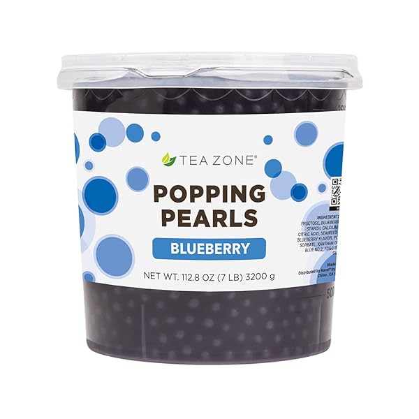 TEA ZONE [7 POUNDS] BLUEBERRY POPPING PEARLS FOR BOBA TEA BEVERAGES, SWEETS, ICE CREAM TOPPING | B2056