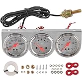 JDMSPEED 2 inch Triple Gauge Set - Oil Pressure, Water Temp, Volt Meter (Oil: 0-100 PSI, Water: 100-280F, Volt: 8-16V) - Fits GM, Ford, Mopar &amp; More