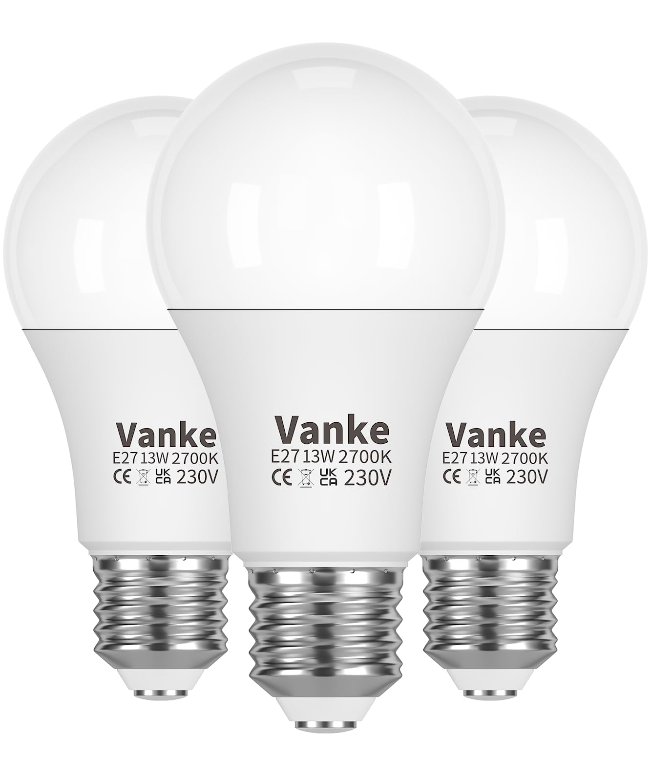Vanke E27 Screw LED Bulb 100W Equivalent, Warm White 2700K Yellow Light,13W ES Bulbs, Large Screw in Light Bulbs, 1200LM, Non-Dimmable, Pack of 3 — image 1