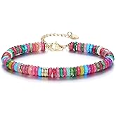 Jovivi Natural Stone Beaded Bracelets for Women Boho Colorful Gemstone Healing Crystals Bead Bracelet 14K Gold Plated Summer Handmade Jewelry Birthday Gift