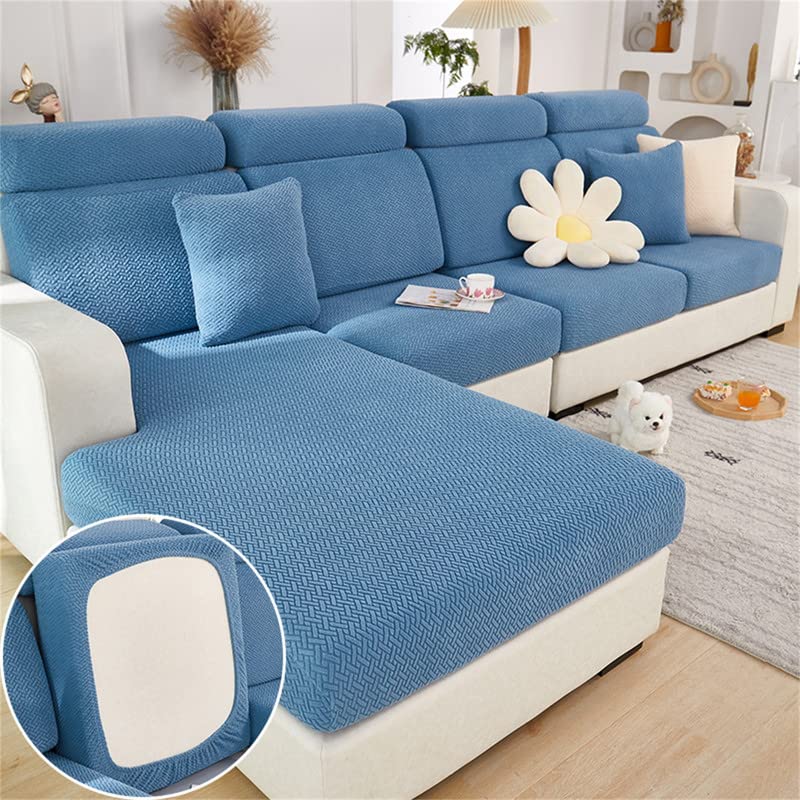 Topchances Sofa Seat Cushion Covers - High Stretch Universal Elastic Sofa Cover, Non-Slip Sofa Couch Slipcovers for Sofa L Shaped Chaise Longue Furniture Protection (Weaves, Blue)