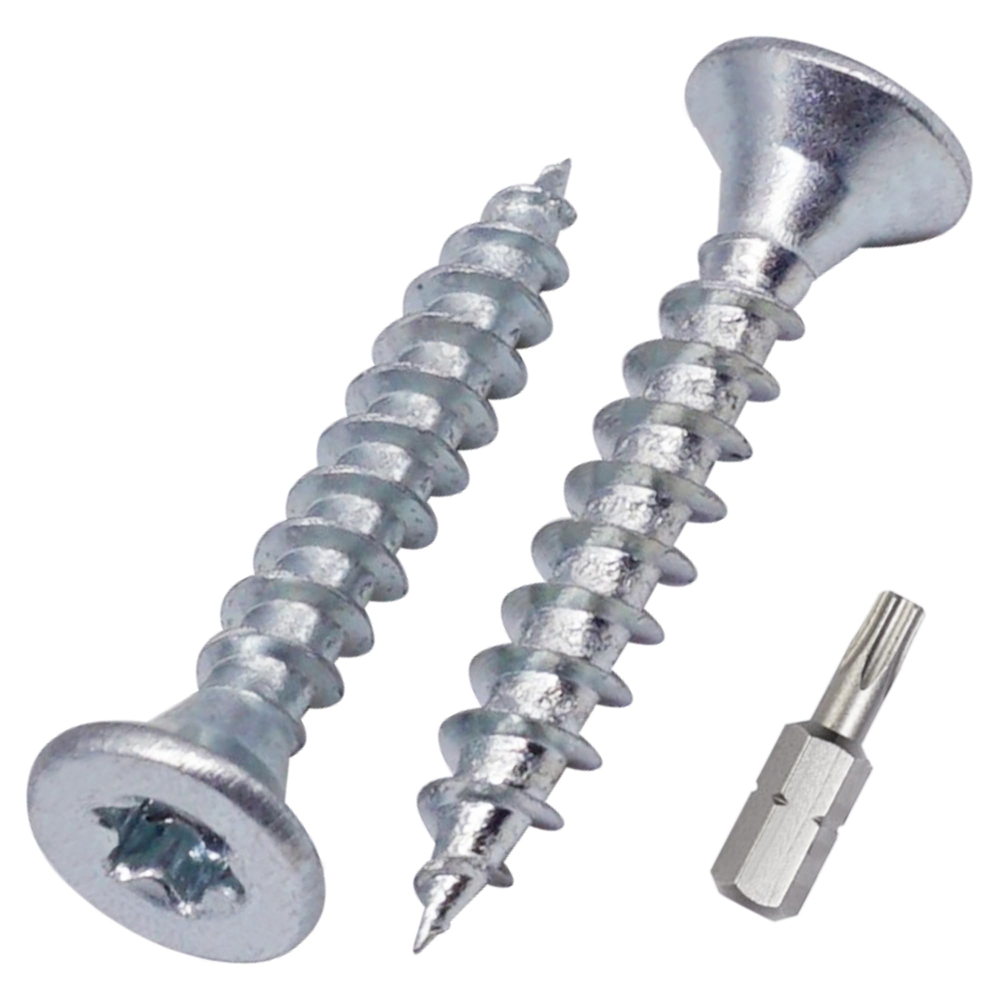 SKIR'CO (300 pcs) Zinc Plated Steel Wood Screws 4.0 x 25 mm, Torx Head, Countersunk Head, Chipboard Screws, Fully Threaded
