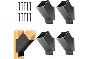 CDFYJHFDQ 4 Pcs Pergola Brackets, 45-Degree Angle Bracket,4x4 (Actual 3.6‘’x3.6‘’) Corner Support Brackets, Pergola Kit for Gazebo, Deck Porch, Trellis Support Bracket Kit (Black).