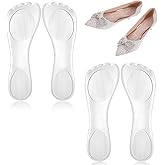YBEATY 2 Pairs High Heels Gel Inserts 3/4 Invisible Heel Cushion Insoles Clear Non Skidding Adhesive Shoe Pads Thickened Comfortable Dress Shoe Support for Women Sandals Flats Boots Pumps