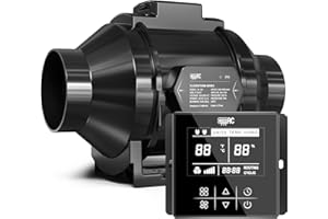 AITECAC Inline Duct Fan 4 Inch 208 CFM Ventilation Exhaust Fan with Temperature and Humidity Controller, Silent Grow Tent Fan for Heating Cooling Booster