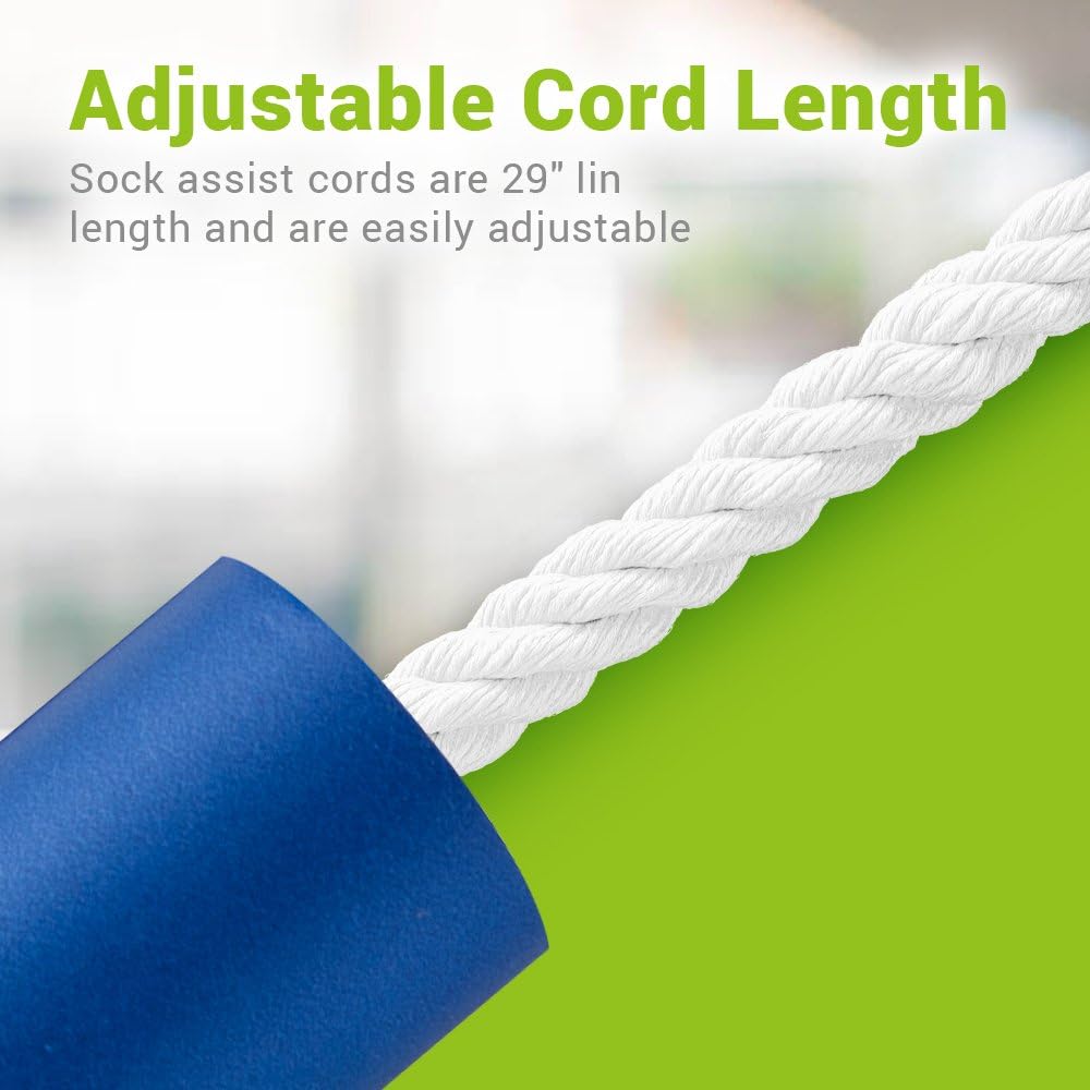 Sock Aid and Stocking Assist | Flexible Contoured Plastic Shell with Built-Up Foam Grip Handles | Easy Putting Up and Removing Socks or Compression Stocking (Blue, Pack of 1): Health & Personal Care
