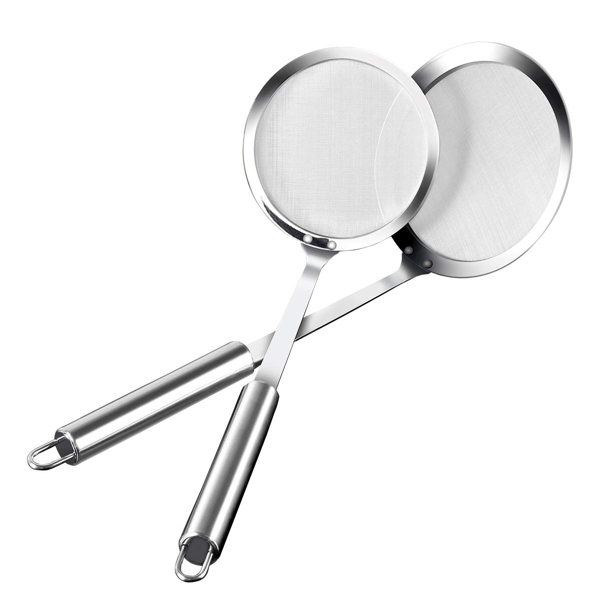 AIEVE Filter Spoon, 2 Pack Deep Fat Fryer Skimmer Spoon, Stainless Steel Oil Filter Colander Spoon, Cooking Oil Filter Spoon, Hot Pot & Soup Pot Oil Strainer Spoon for Filter Skims Fat Scum