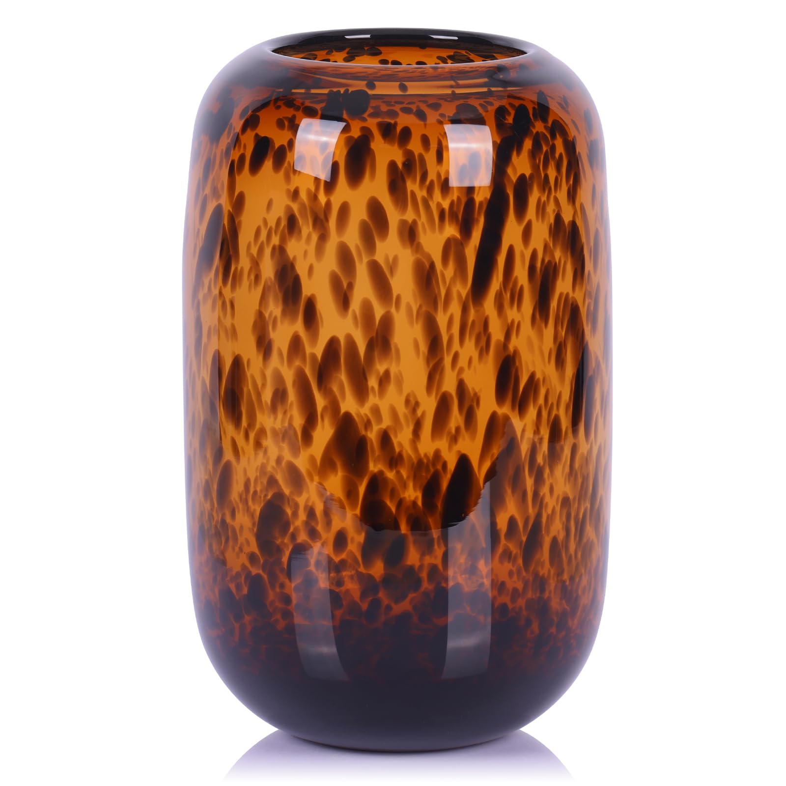 Photo 1 of PlivBloom Amber Vase,Brown Glass Vase,Round Art Vase,Modern Clear Glass Vase,Decorative Bottles for Home Decor,Farmhouse Centerpiece,Wide Glass Vase for Living Room, Kitchen,Office, Dining (L)