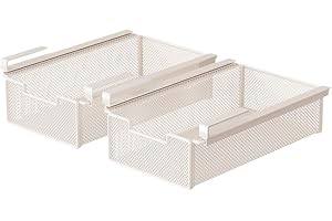 GiaoRosi 2 Pieces Under-Shelf Basket Sliding Drawer Shelf Insert Basket Hanging Drawer Cupboard Pull-Out with Hanging Device 