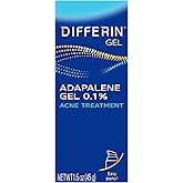 Differin Acne Treatment Gel, 90 Day Supply, Retinoid Treatment for Face with 0.1% Adapalene, Gentle Skin Care for Acne Prone Sensitive Skin, 45g Pump (Packaging May Vary)