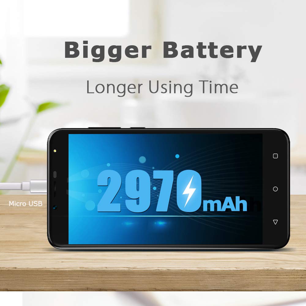 4G Handy Ohne vertrag 5,5 Zoll, 2GB+16GB, Android 7.0 Handy Dual SIM, 8MP+5MP Kamera, HD 1280 * 720 Bildschirm, Akku 2970mAh, Wieppo S6 Unlocked Smartphone Bluetooth GPS OTG (Schwarz)