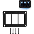 Switch Panel, 3 Gang Rocker Toggle Switch Aluminum Housing Bracket for Car Truck Marine Boat RV Vehicle, Waterproof Panel
