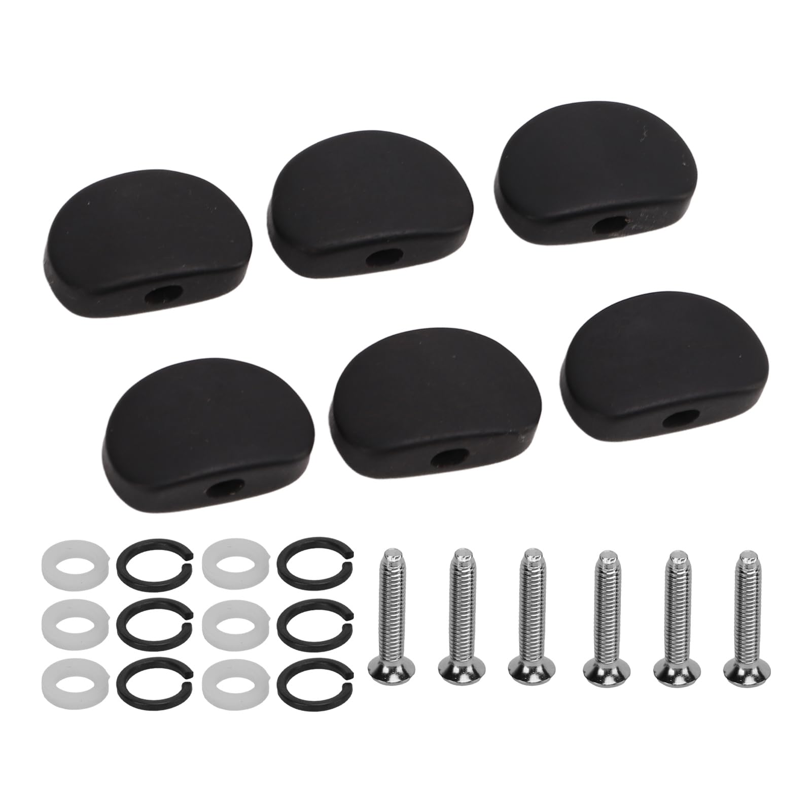 6Set Guitar Tuning Tuner Buttons,Peg Buttons Black Ebony Metal Guitar Tuner Machine Head Semicircle Buttons Replacement for Electric Guitars and Folk Classical Guitars(Large (large oval)