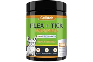 CELIAEH Flea and Tick Prevention for Dogs Chewables 180 -Oral Flea and Tick Chews Supplement, Skin & Coat Support for Dog, Puppies, All Breeds, Sizes & Ages