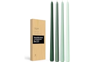 Viyffo Taper Candles 12 Inch 4 Pack Green, 9 Hour Burn Unscented Dripless & Smokeless Decorative Candles for Dinner, Wedding & Home Decor