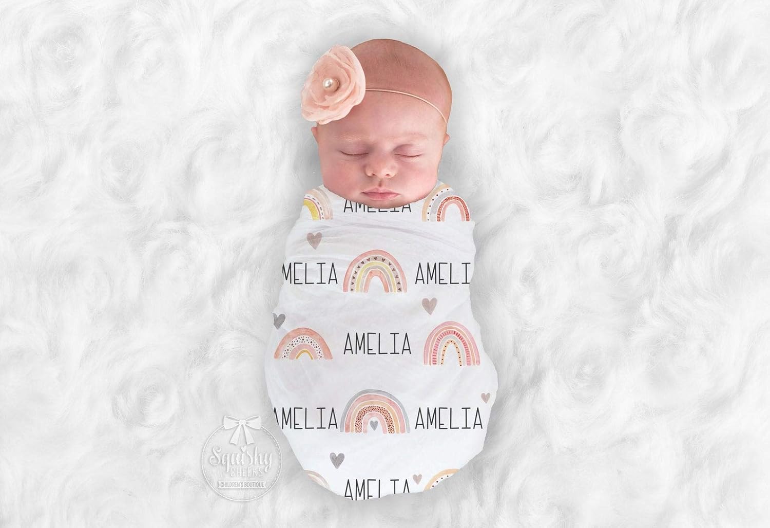 neutral rainbow swaddle