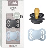 BIBS Supreme Dummy 0-6 Months 2-Pack Symmetrical Teat Iron Baby Blue