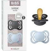 BIBS Pacifiers - Supreme Collection | BPA-Free Baby Pacifier | Made in Denmark | Set of 2 Iron/Baby Blue Color Premium Soothers | Size 0-6 Months