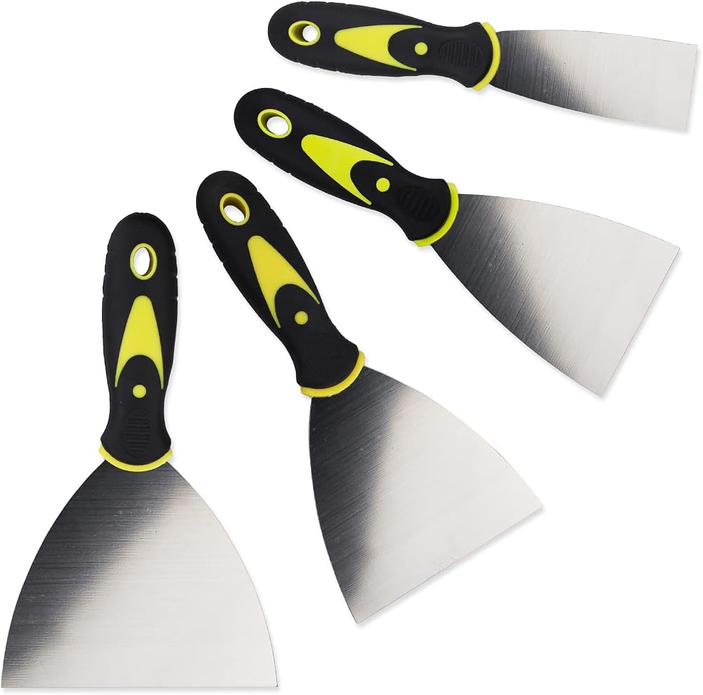 LAMXD Wallpaper Scraper Set 4pc 1.5" 3" 4" 5" Metal Paint Tool Gypsum Board