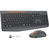 MEETION Wireless Bluetooth Keyboard and Mouse, Silent Full Size Keyboard | Quiet keyboard and mouse combo with 9 multimedia keys, 3200 DPI optical mouse, multi-device Bluetooth, for Windows Mac PC