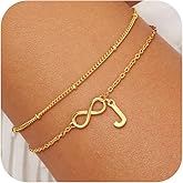 Eaciy Gold Initial Bracelets for Women Girls - 18K Gold Plated Infinity Bracelet Dainty Gold Bracelets for Women Teen Girl Gifts Trendy Stuff Birthday Gifts
