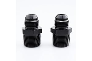 AC PERFORMANCE Male 3/4" NPT to -10 AN Flare Adapter Straight Aluminum Black, Pack of 2