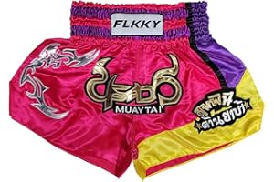 FLKKY Muay Thai Shorts Boxing Shorts for Men Women High Grade Martial Arts Training Gym Trunks Classic Boxing Shorts.